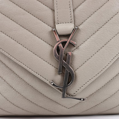 Sac bandoulière chaîne en cuir Saint Laurent Paris College, gris 392738