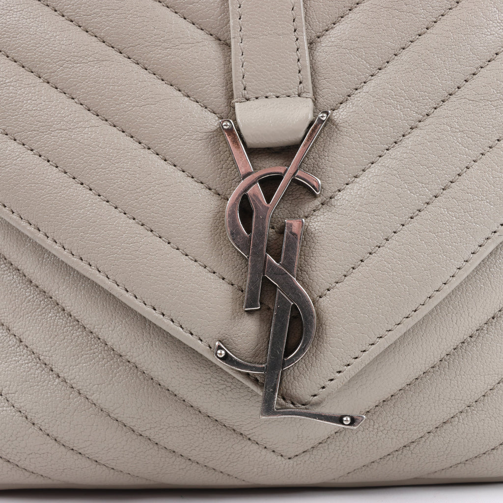 Saint Laurent Paris College Leather Chain Shoulder Bag in Gray 392738