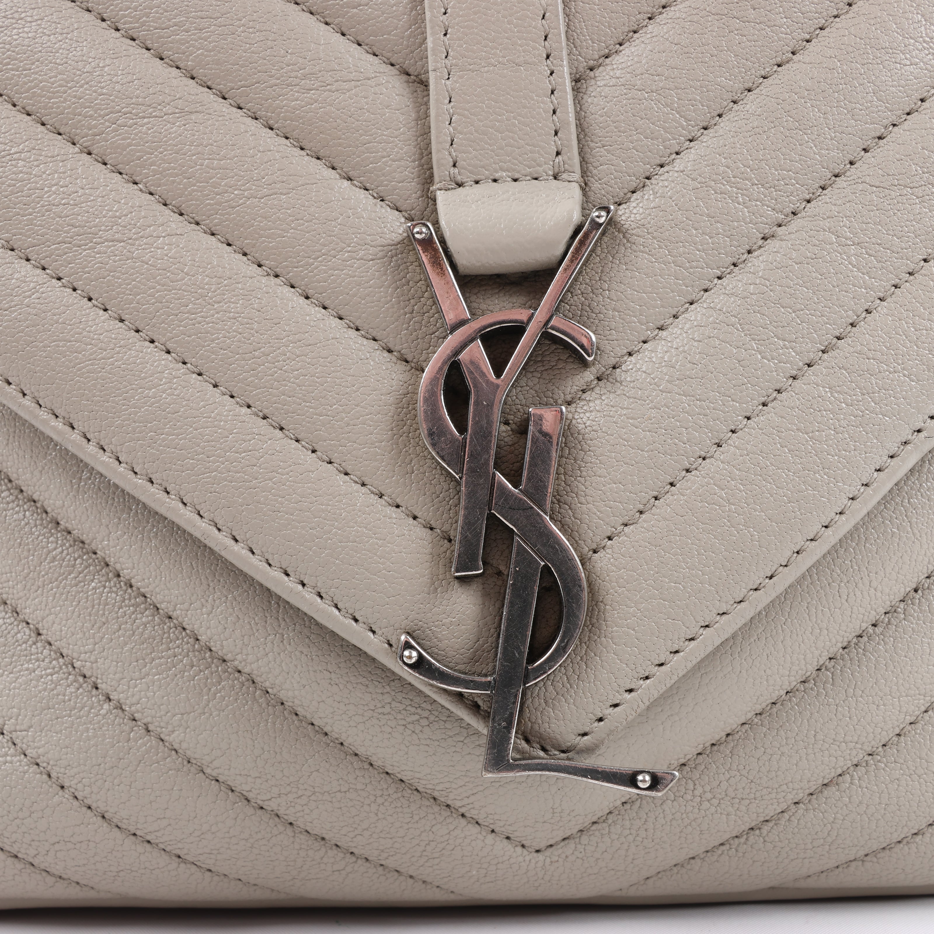 Saint Laurent Paris College Leather Chain Shoulder Bag in Gray 392738