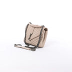 Saint Laurent Paris College Monogramme Leather Chain Crossbody Bag in Beige 428056