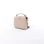 Saint Laurent Paris College Monogramme Leather Chain Crossbody Bag in Beige 428056