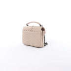 Saint Laurent Paris College Monogramme Leather Chain Crossbody Bag in Beige 428056
