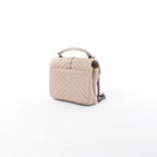 Saint Laurent Paris College Monogramme Leather Chain Crossbody Bag in Beige 428056