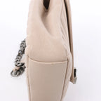 Saint Laurent Paris College Monogramme Leather Chain Crossbody Bag in Beige 428056