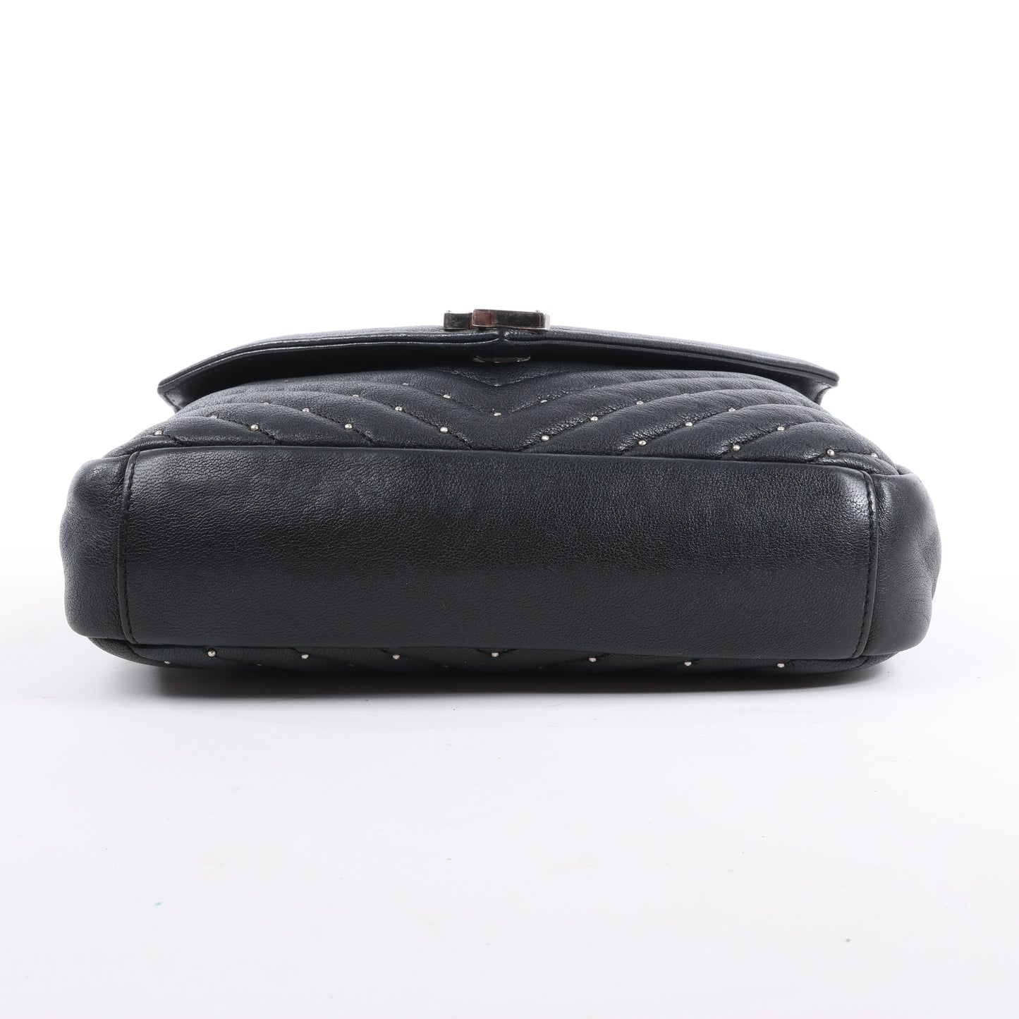 Sac bandoulière en cuir et strass Saint Laurent Paris College, noir 428056