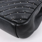 Saint Laurent Paris College Leather x Rhinestone Chain Shoulder Bag in Black 428056