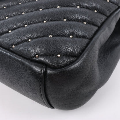 Saint Laurent Paris College Leather x Rhinestone Chain Shoulder Bag in Black 428056