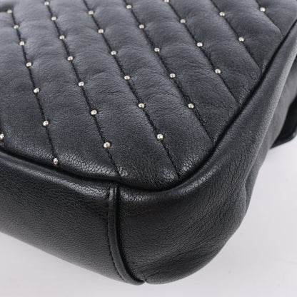 Saint Laurent Paris College Leather x Rhinestone Chain Shoulder Bag in Black 428056