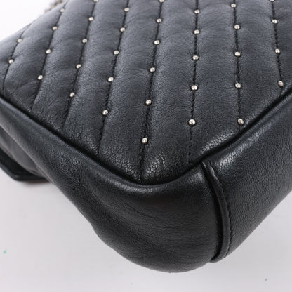 Sac bandoulière en cuir et strass Saint Laurent Paris College, noir 428056