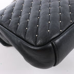 Saint Laurent Paris College Leather x Rhinestone Chain Shoulder Bag in Black 428056