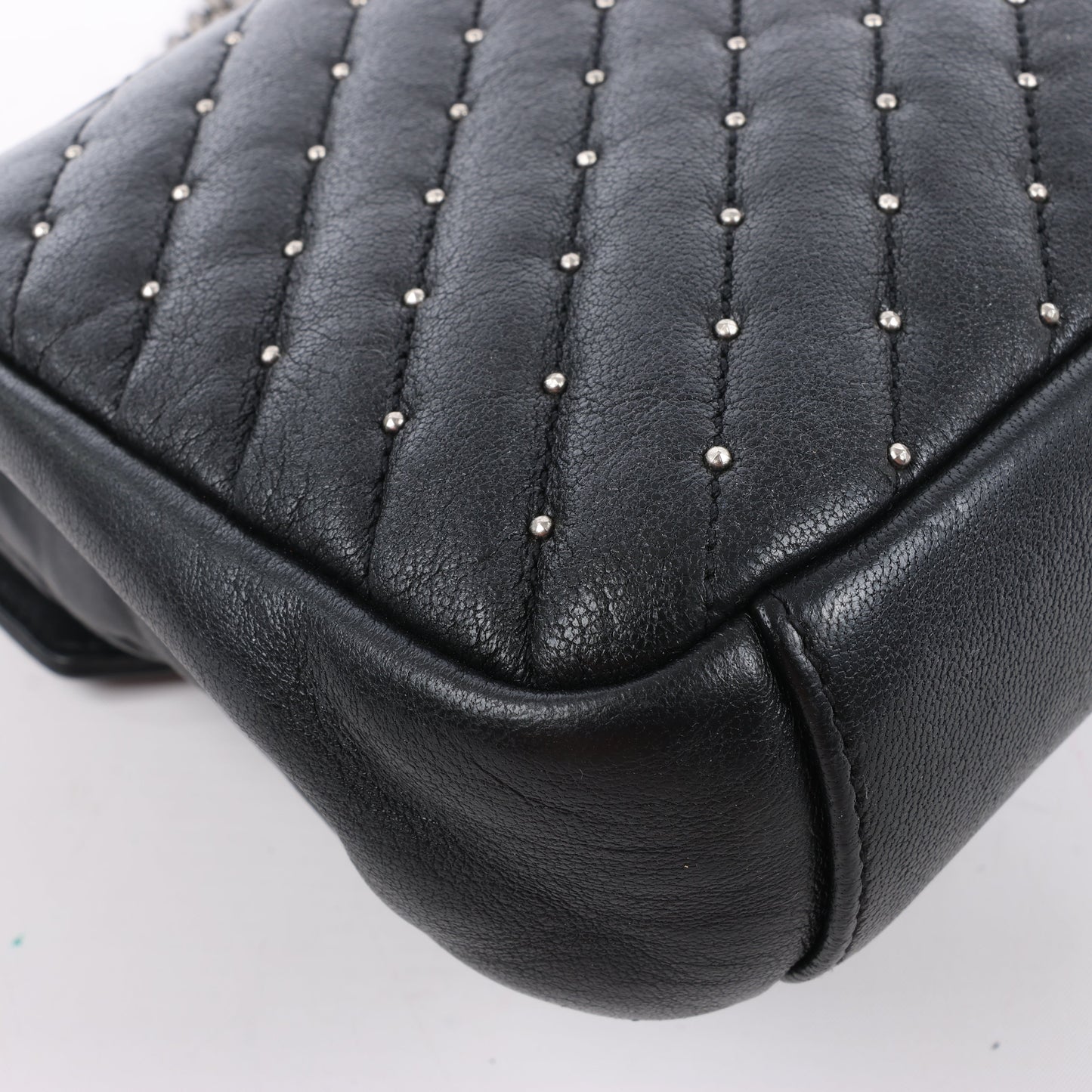 Saint Laurent Paris College Leather x Rhinestone Chain Shoulder Bag in Black 428056