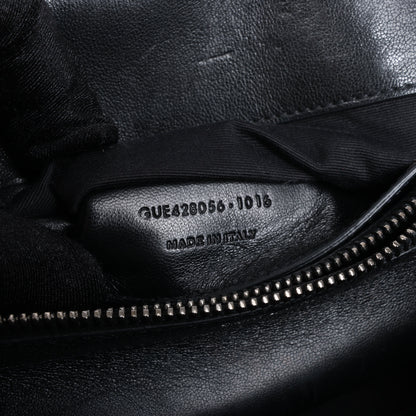 Saint Laurent Paris College Leather x Rhinestone Chain Shoulder Bag in Black 428056