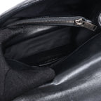 Saint Laurent Paris College Leather x Rhinestone Chain Shoulder Bag in Black 428056