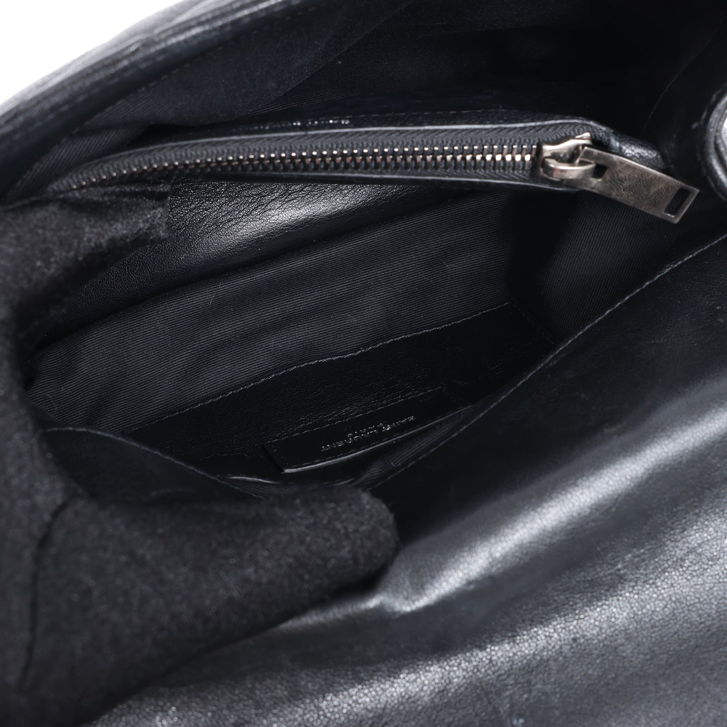 Saint Laurent Paris College Leather x Rhinestone Chain Shoulder Bag in Black 428056