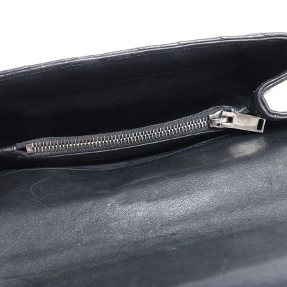 Sac bandoulière en cuir et strass Saint Laurent Paris College, noir 428056