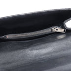 Saint Laurent Paris College Leather x Rhinestone Chain Shoulder Bag in Black 428056
