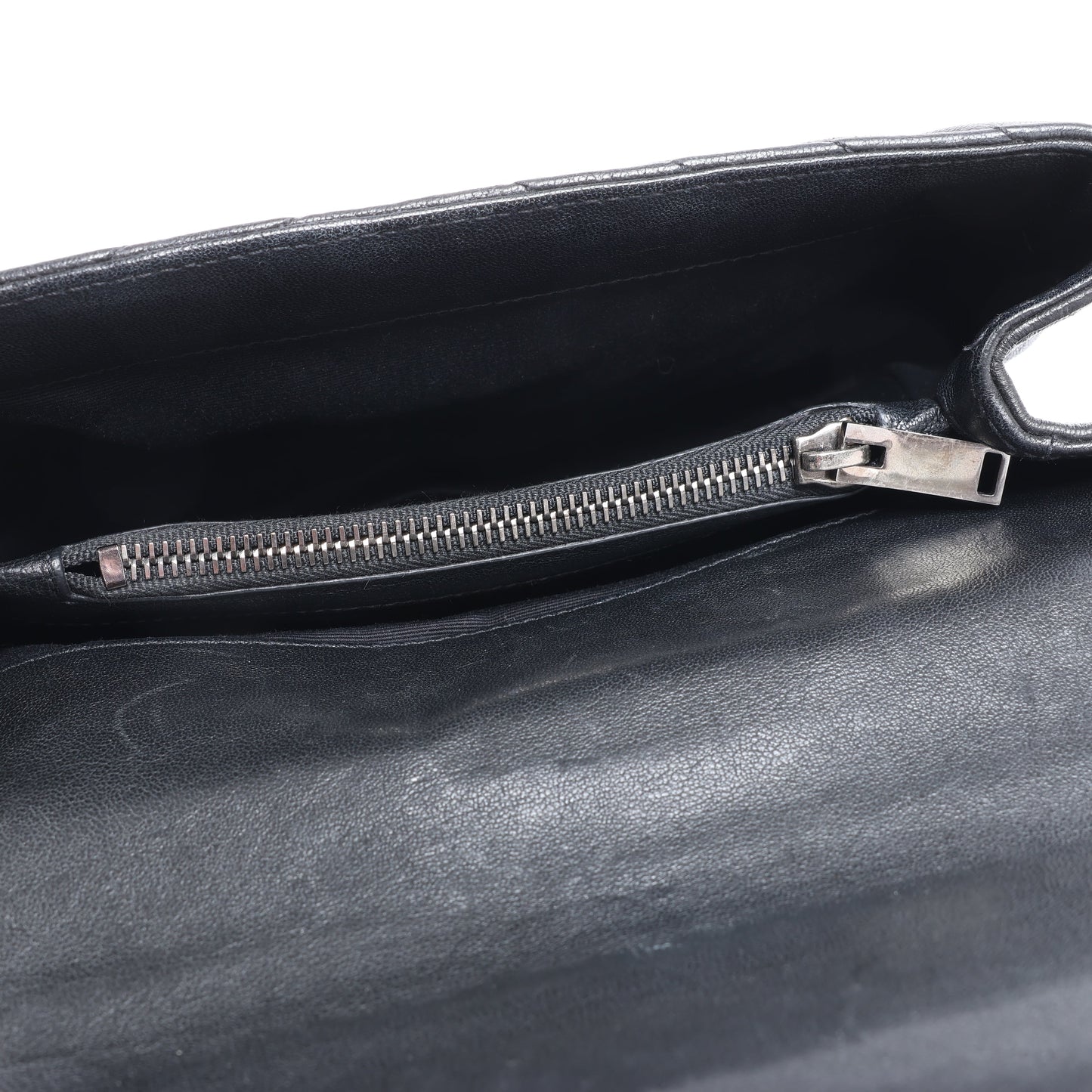 Saint Laurent Paris College Leather x Rhinestone Chain Shoulder Bag in Black 428056