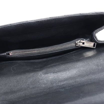 Saint Laurent Paris College Leather x Rhinestone Chain Shoulder Bag in Black 428056