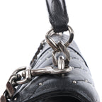Saint Laurent Paris College Leather x Rhinestone Chain Shoulder Bag in Black 428056