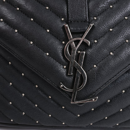 Sac bandoulière en cuir et strass Saint Laurent Paris College, noir 428056