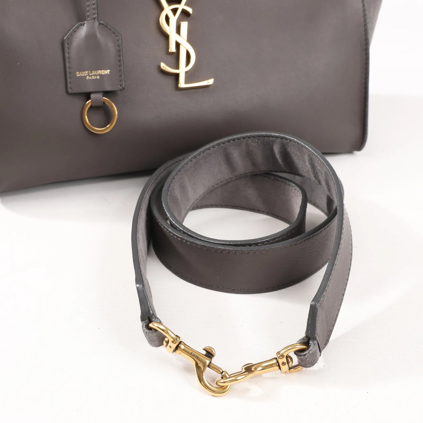 Saint Laurent Paris Downtown Cabas Leather 2Way Handbag in Gray 436834