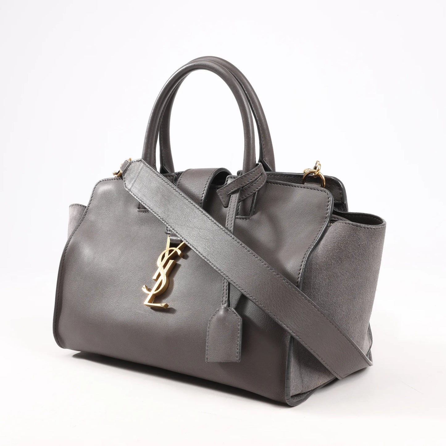 Saint Laurent Paris Downtown Cabas Leather 2Way Handbag in Gray 436834