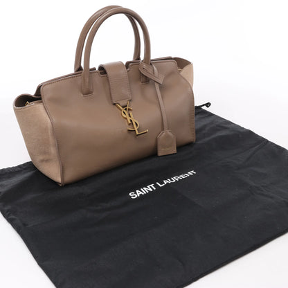 Saint Laurent Paris Downtown Cabas Leather & Suede Handbag in Brown