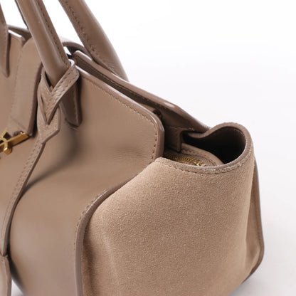 Saint Laurent Paris Downtown Cabas Leather & Suede Handbag in Brown
