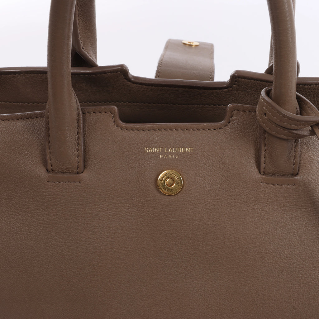Bolso de mano Saint Laurent Paris Downtown Cabas de piel y ante en beige 635346
