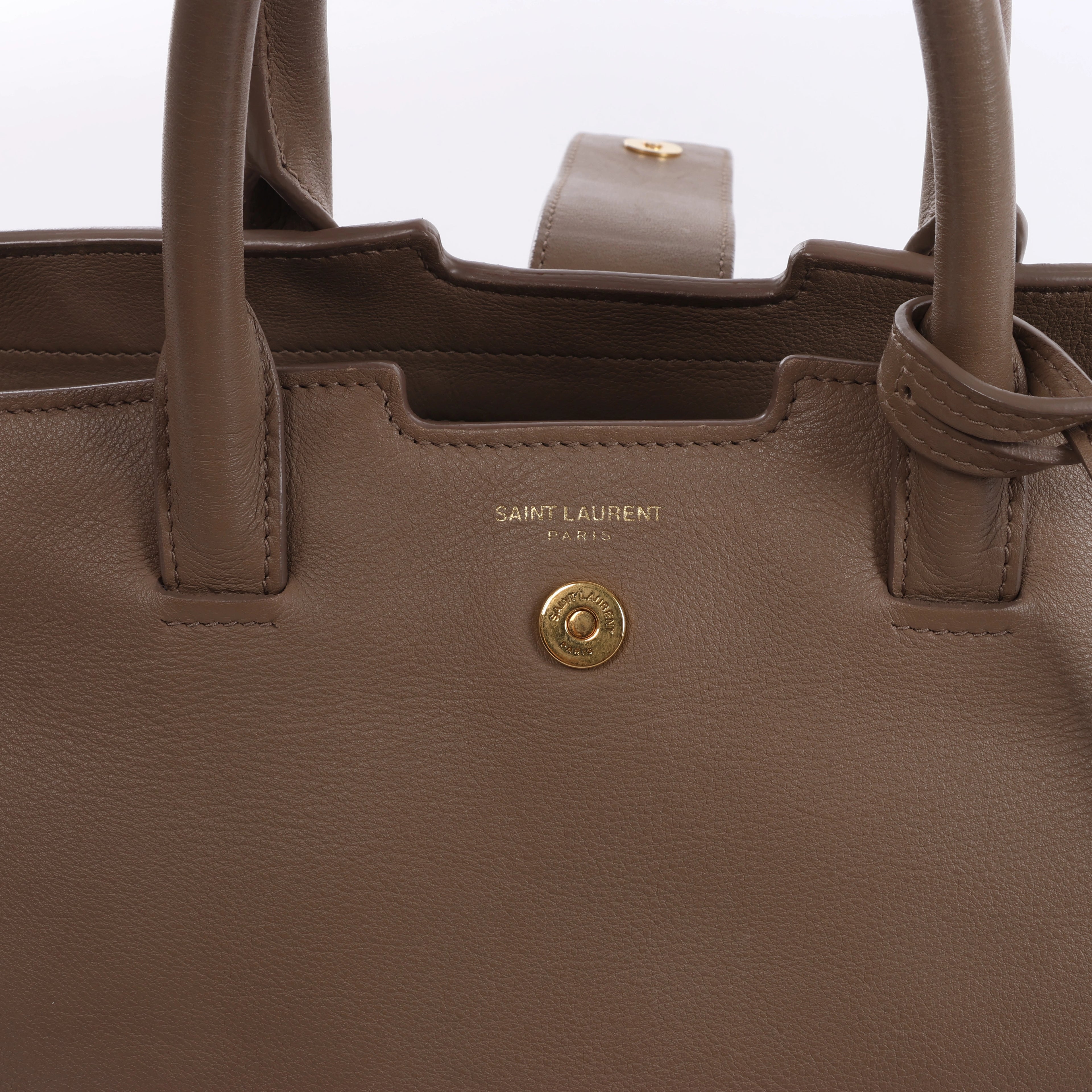 Bolso de mano Saint Laurent Paris Downtown Cabas de piel y ante en beige 635346