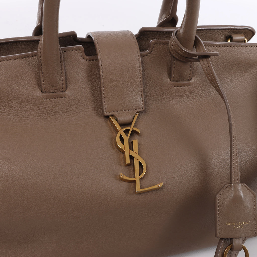 Bolso de mano Saint Laurent Paris Downtown Cabas de piel y ante en beige 635346