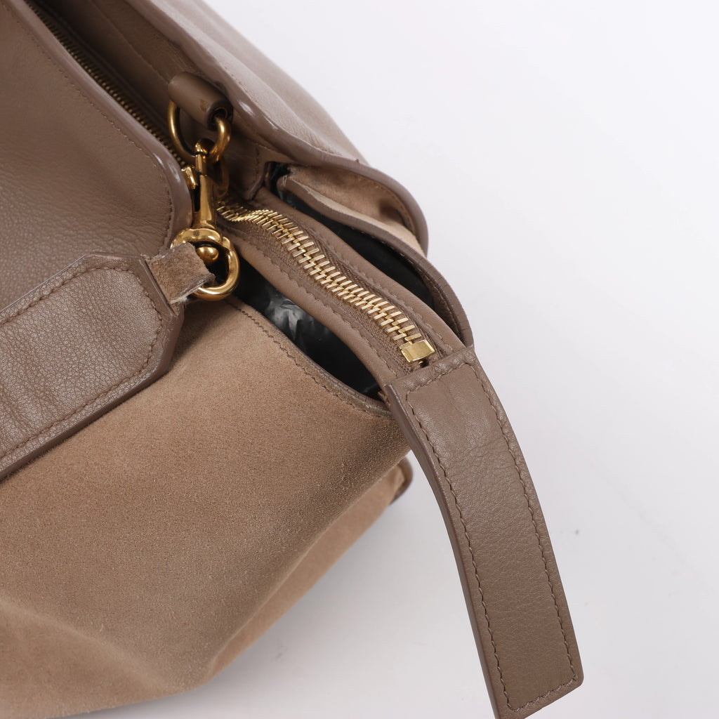 Bolso de mano Saint Laurent Paris Downtown Cabas de piel y ante en beige 635346
