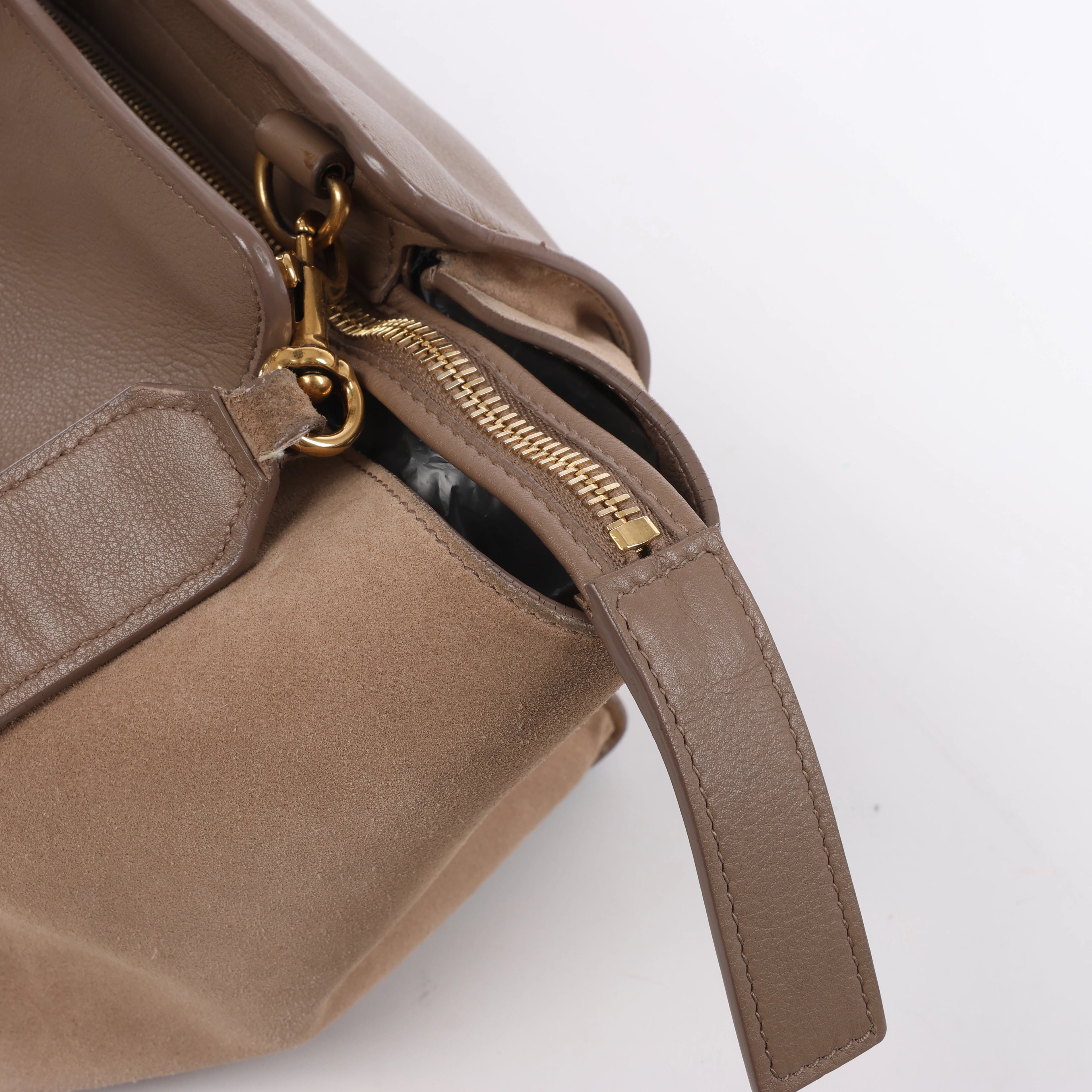 Bolso de mano Saint Laurent Paris Downtown Cabas de piel y ante en beige 635346