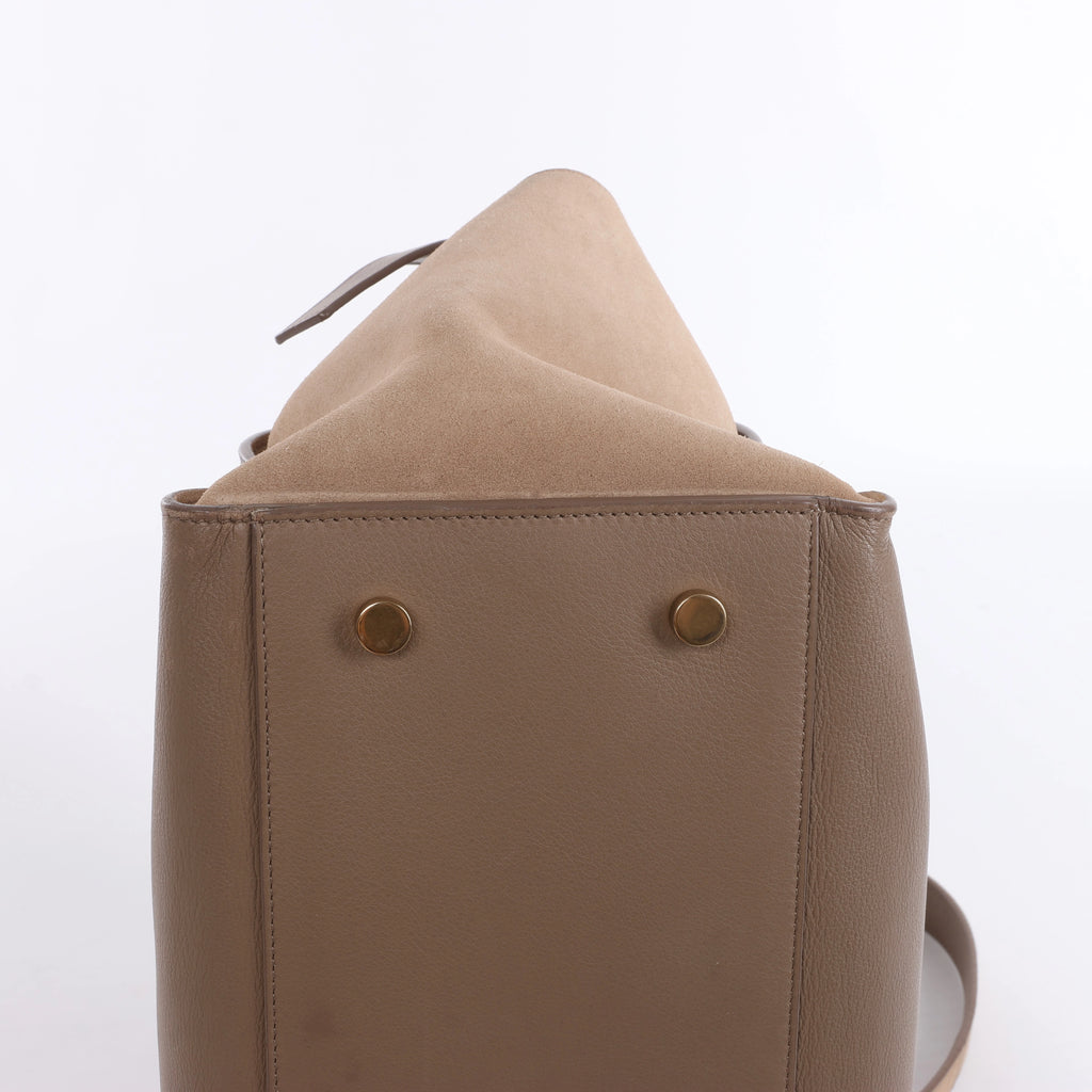 Bolso de mano Saint Laurent Paris Downtown Cabas de piel y ante en beige 635346