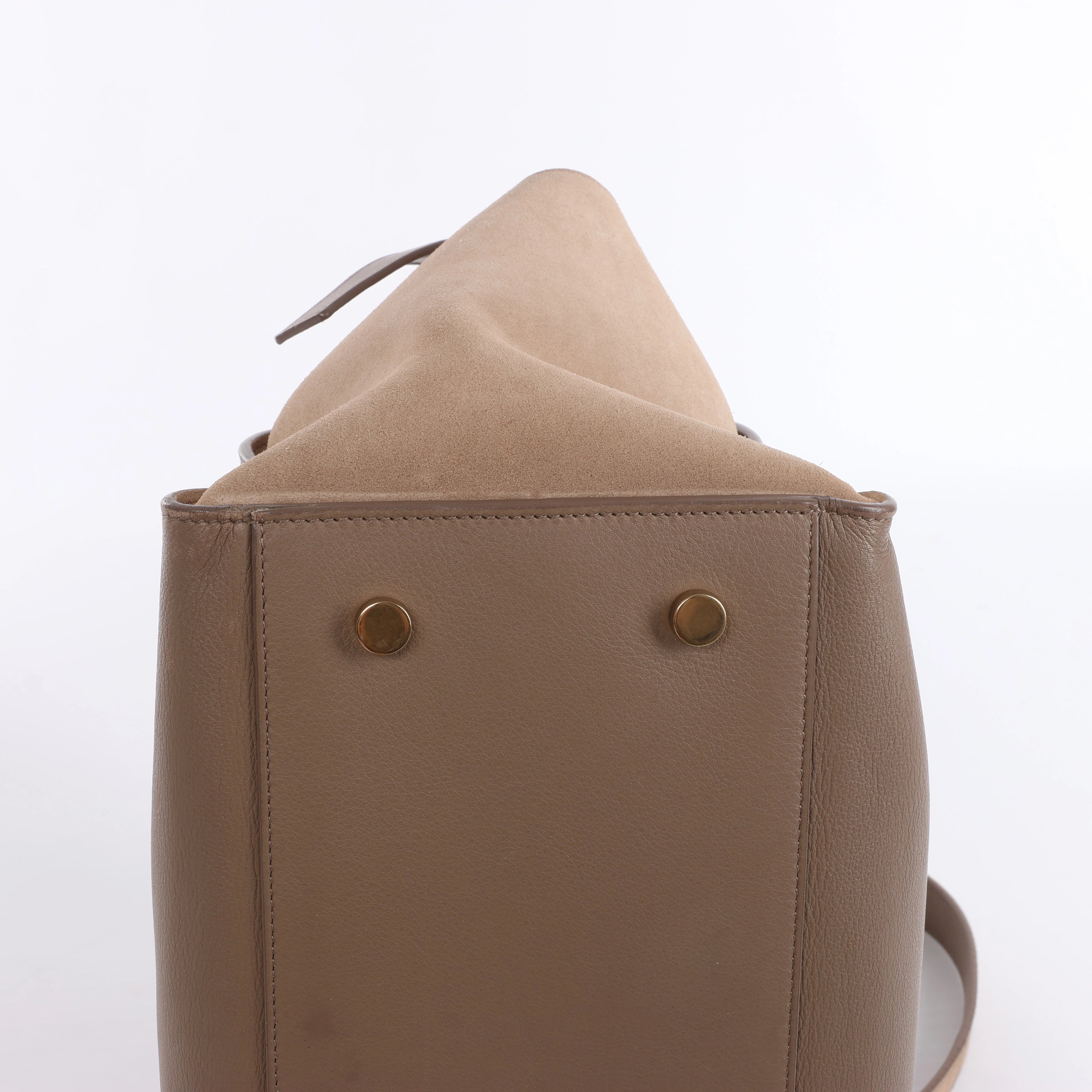 Bolso de mano Saint Laurent Paris Downtown Cabas de piel y ante en beige 635346