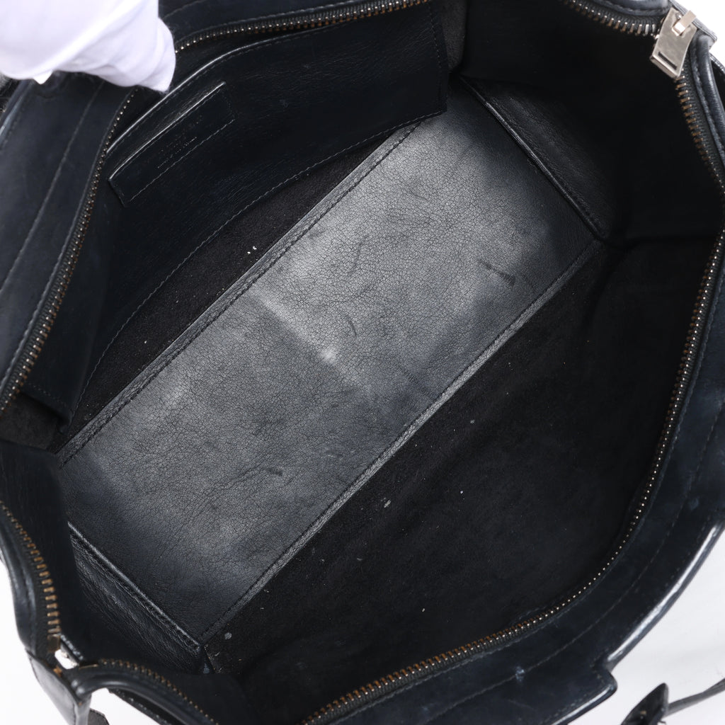 Bolso de hombro de piel Saint Laurent Paris Shopping en gris 600281