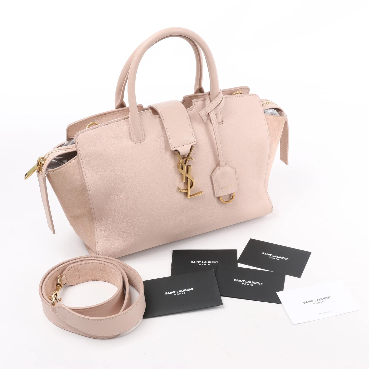 Saint Laurent Paris Downtown Cabas Leather & Suede 2Way Handbag in Pink 436834