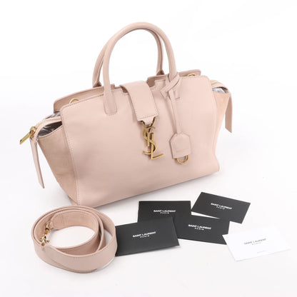 Saint Laurent Paris Downtown Cabas Leather & Suede 2Way Handbag in Pink 436834