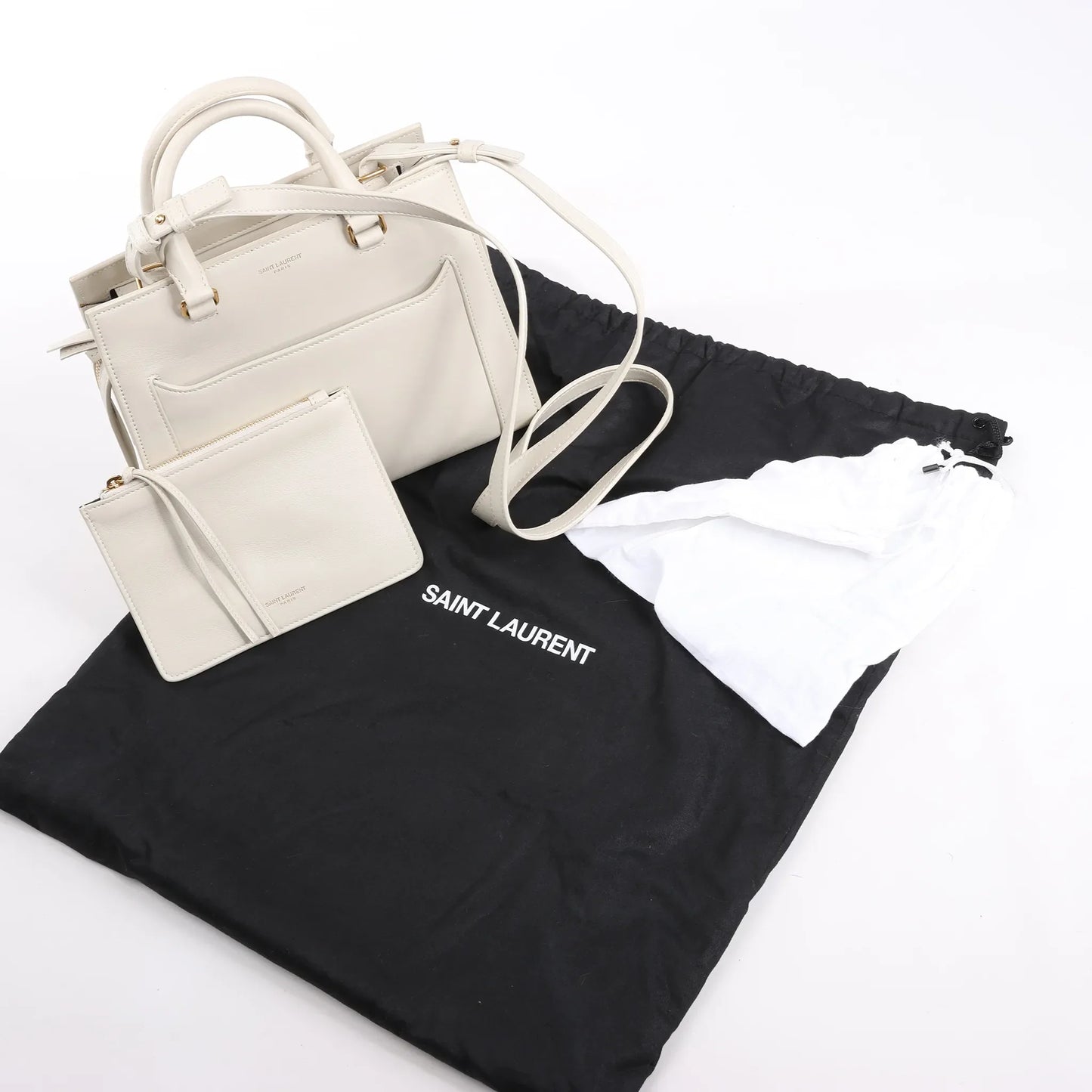 Saint Laurent Paris Eastside Leather Handbag in Ecru 554116