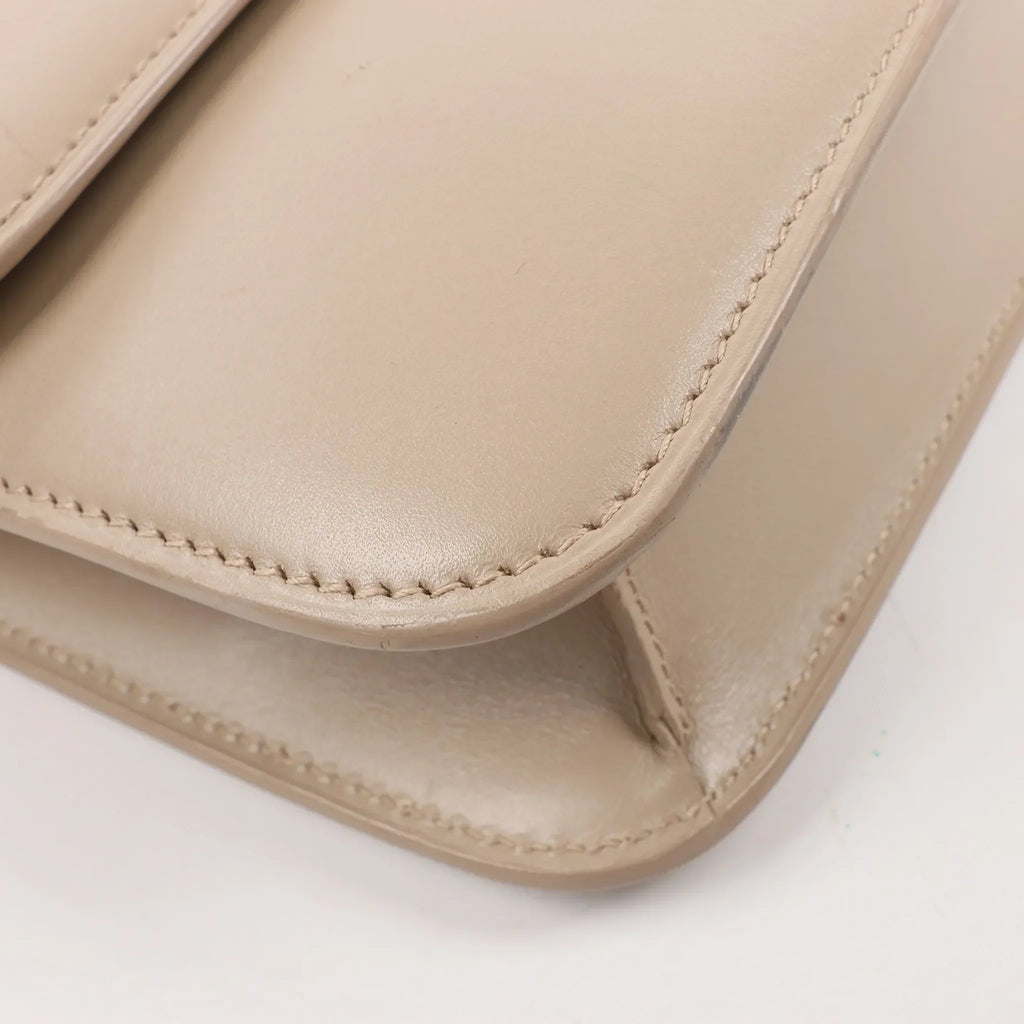 Saint Laurent Paris Carre Leather Shoulder bag in Beige 633214