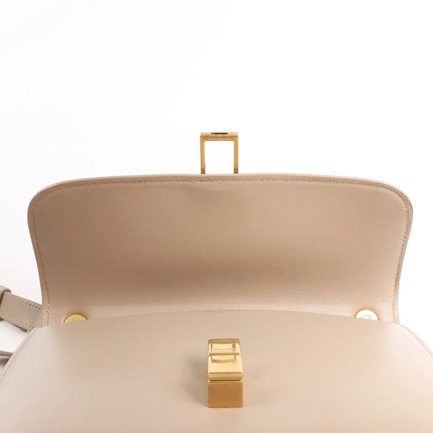 Saint Laurent Paris Carre Leather Shoulder bag in Beige 633214