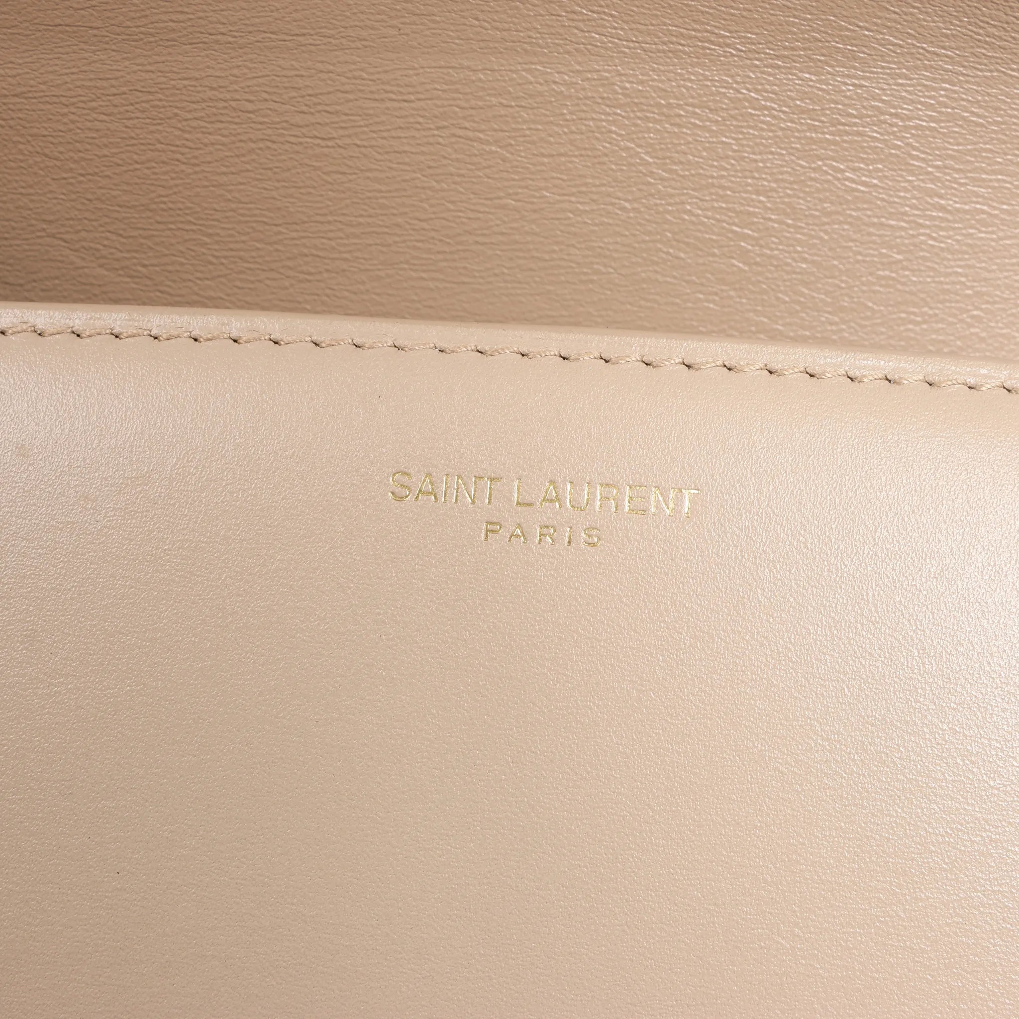 Saint Laurent Paris Carre Leather Shoulder bag in Beige 633214