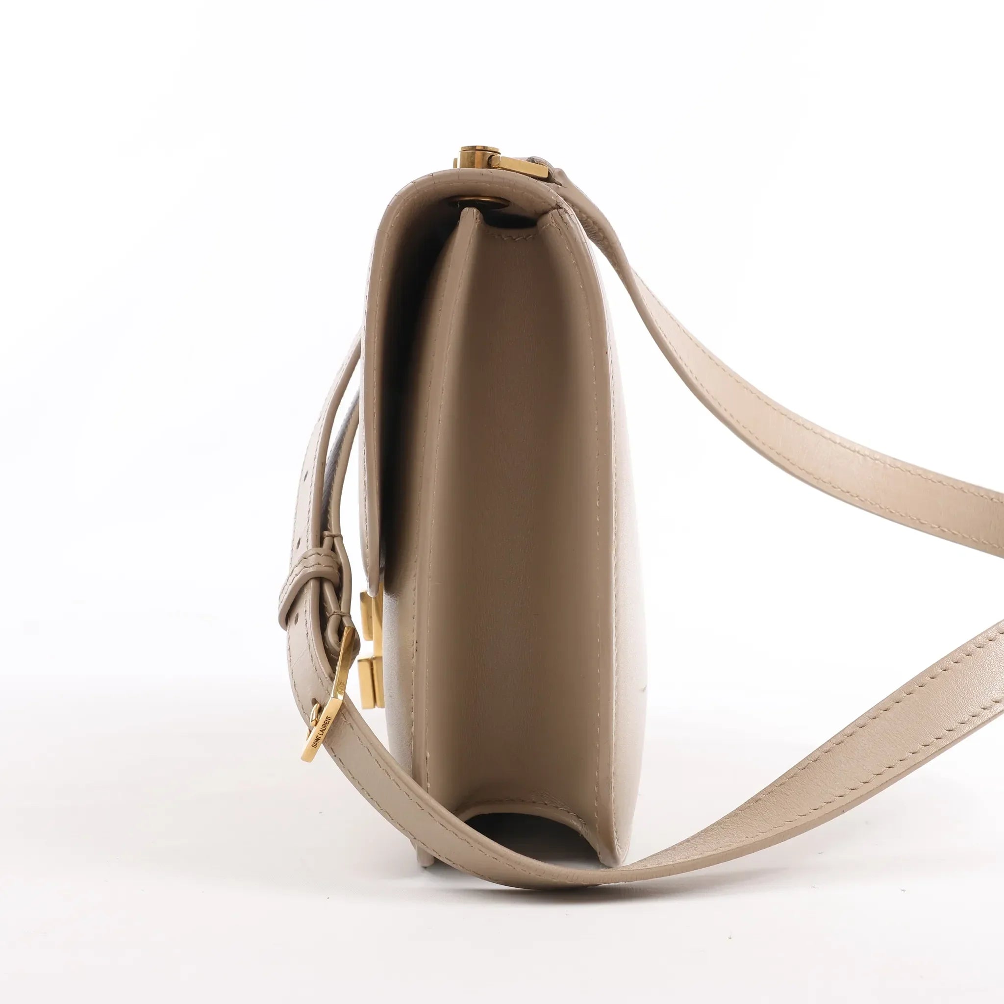 Saint Laurent Paris Carre Leather Shoulder bag in Beige 633214