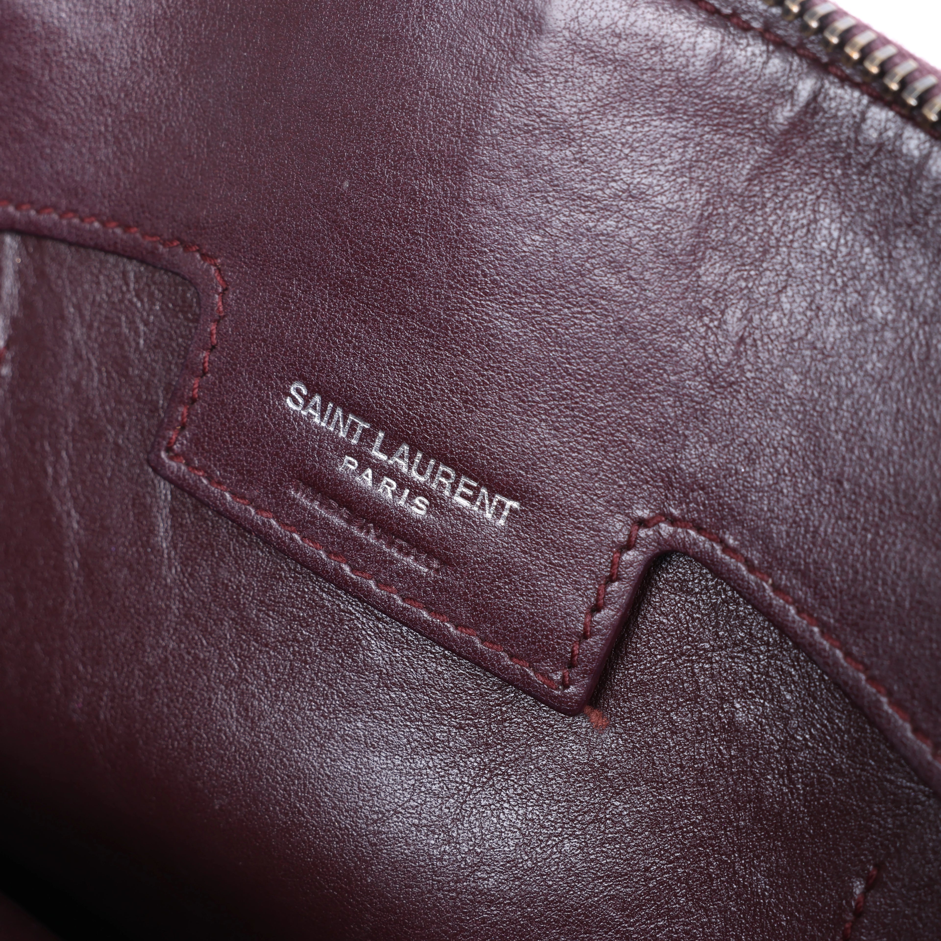 Saint Laurent Paris Sac de Jour Boston Leather 2Way Handbag in Burgundy 439263