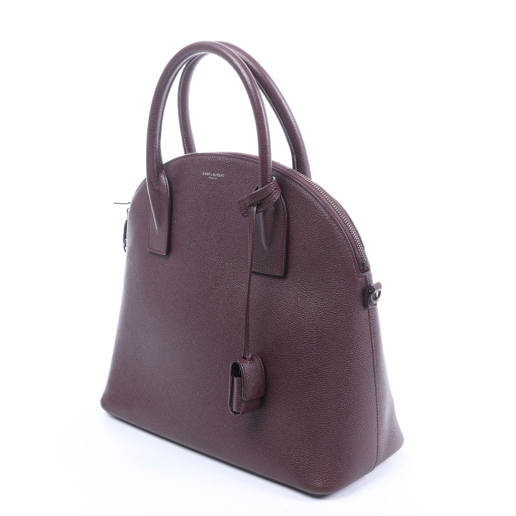 Saint Laurent Paris Sac de Jour Boston Leather 2Way Handbag in Burgundy 439263