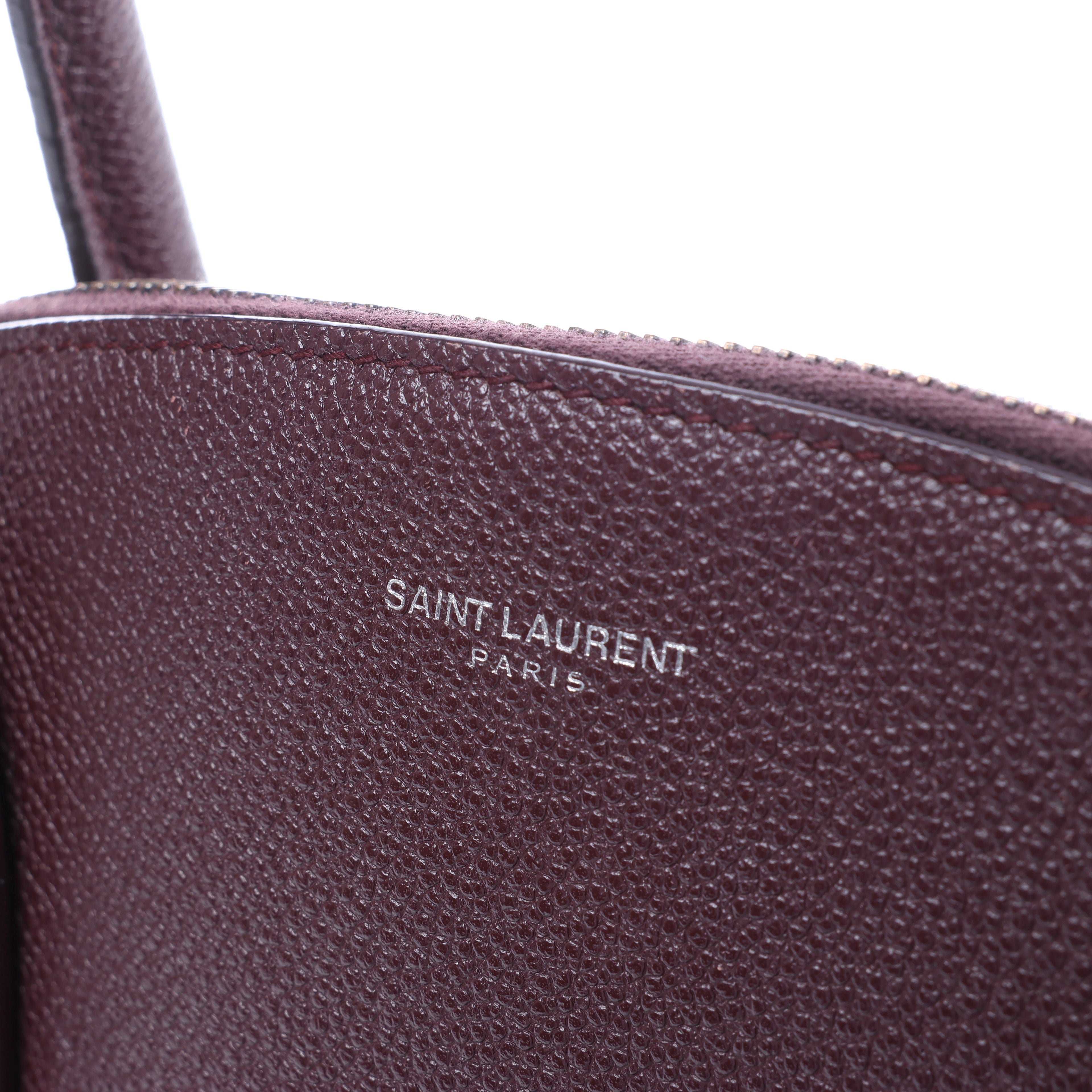 Saint Laurent Paris Sac de Jour Boston Leather 2Way Handbag in Burgundy 439263