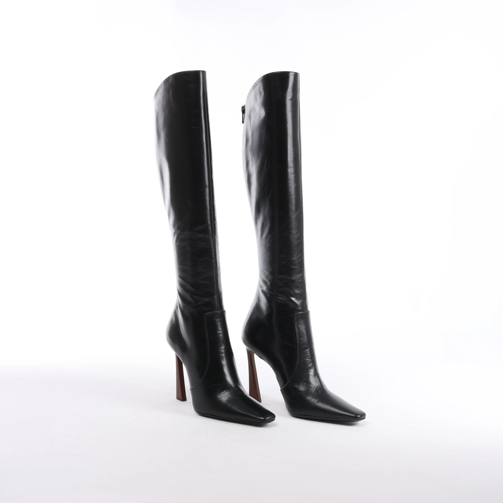 Saint Laurent Paris Tom Knee Leather High Boot in Black 731546, Size EU 36