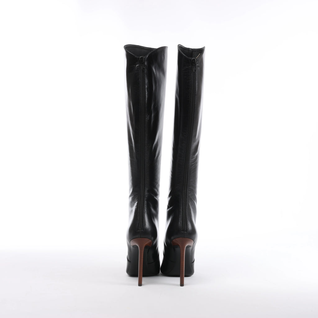 Saint Laurent Paris Tom Knee Leather High Boot in Black 731546, Size EU 36