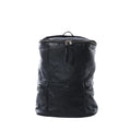 Black Saint Laurent Sid backpack with leather body, fabric top panel, zip-top closure with tassel zipper pulls, and subtle Saint Laurent Paris logo on white background.