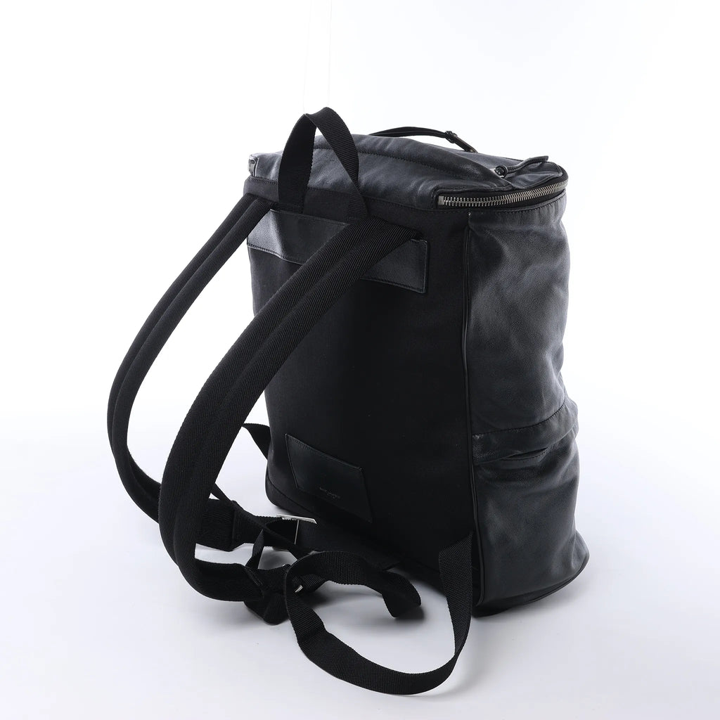 Saint Laurent Paris Sid Leather & Canvas Backpack in Black
